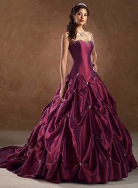 maroon gown