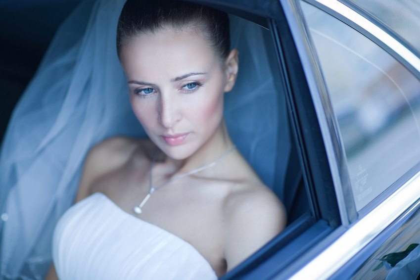 bride in a car