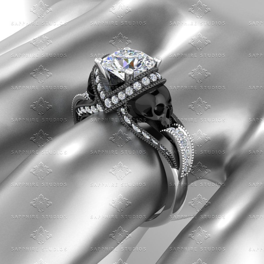 aphrodite 161ct certified natural diamond skull white gold engagement ring