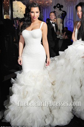 kim kardashian ivory mermaid wedding gown bridal dress